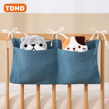 TDHD 1-pack double-layer baby stroller storage artifact baby crib hanging edge storage bag multifunctional soft and foldable