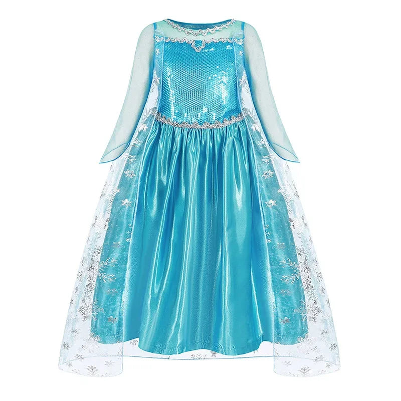 Kids Girl Cosplay Elsa Anna Princess Dress Girls Mesh Ball Gown Halloween Carnival Birthday Clothes  Snow Queen Elsa Costume 10T