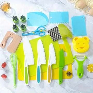 Kids Cooking Cutter Set Kids Knife Toddler Cutter Plastic Cake Fruit Knives Children DIY Peeler Tools Kitchen Accessories