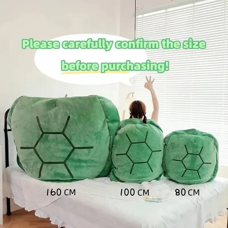 Cozy Turtle Shell Plush Pillow Wearable Tortoise Back Pillow Soft Naps Plush Cushion Children Dress Up Prop Bedroom Decoration