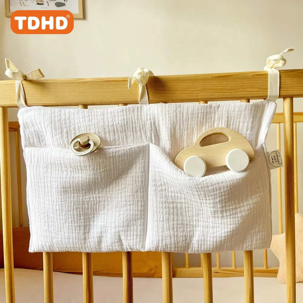 TDHD 1-pack double-layer baby stroller storage artifact baby crib hanging edge storage bag multifunctional soft and foldable