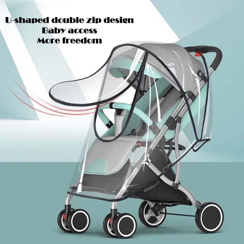 Universal Stroller Rain Cover Baby Car Weather Wind Sun Shield Transparent Breathable Trolley Umbrella Raincoat Accessories
