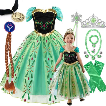 Halloween Snow Queen Elsa Anna Costume For Kids Girls Fancy Birthday Party Gown Princess Dress Carnival Party Children Clothes