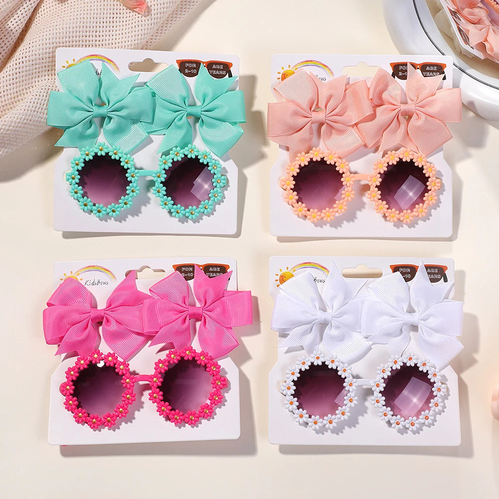 BABY BOWS Butterfly Hairclip Set for Kids Lovely Glasses Accessories Fashion Party Girls Dress Hairpins Headband Gift Set