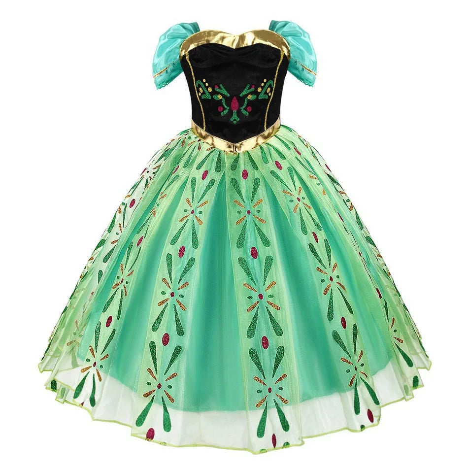 Halloween Snow Queen Elsa Anna Costume For Kids Girls Fancy Birthday Party Gown Princess Dress Carnival Party Children Clothes