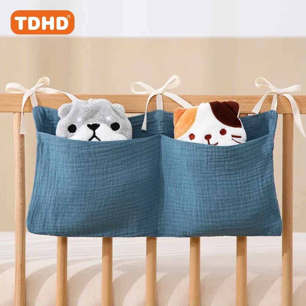 TDHD 1-pack double-layer baby stroller storage artifact baby crib hanging edge storage bag multifunctional soft and foldable