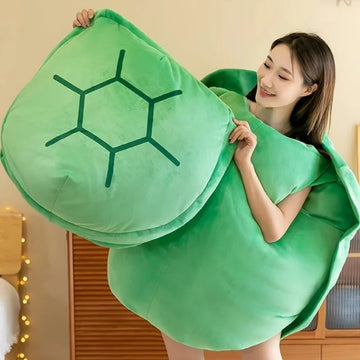Cozy Turtle Shell Plush Pillow Wearable Tortoise Back Pillow Soft Naps Plush Cushion Children Dress Up Prop Bedroom Decoration
