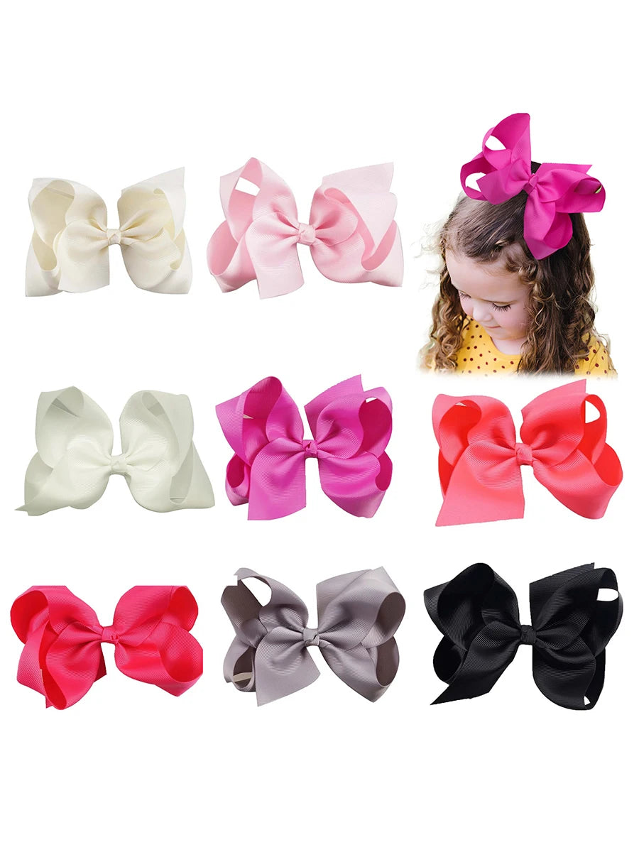 New Solid Bows Hair Clips For Girls Handmade Grosgrain Ribbon Bow Hairpins Children Barrettes Fashion Boutique Hair Accessories