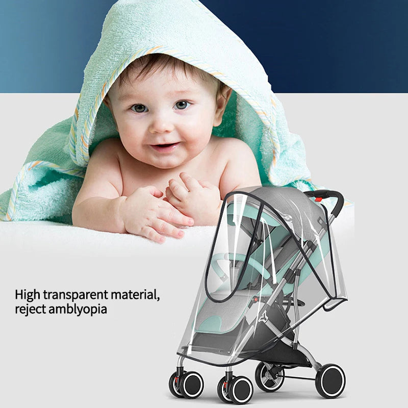 Stroller Rain Cover Transparent Wind Dust Shield Universal Trolley Umbrella Raincoat Baby Car Seat Cover Sunshade Breathable