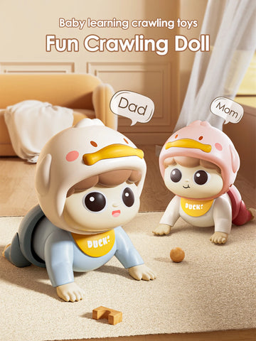1 crawling doll baby toy with music, aged 0-1, learning crawling guidance and head up training